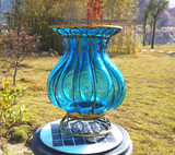 欧式铁艺台面水培玻璃花瓶现代家居客厅柜台电视柜蓝色小花瓶摆件