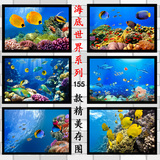 海底世界风景海报画定做 海底生物 鱼 海底世界 鱼缸背景装饰画
