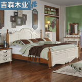 吉森木业 地中海家具纯实木床 双人全实木白色原木美式床1.5米1.8