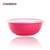 日本NAKAYA塑料保鲜碗带盖可爱圆形蔬菜水果食物保鲜盒S可微波