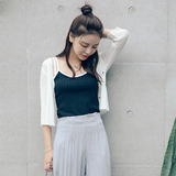 短款针织衫女开衫2016韩国夏季简约纯色百搭防晒衣空调衫薄外套潮