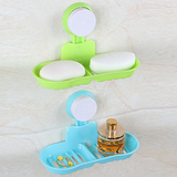 浴室强力吸盘肥皂架卫生间双层沥水香皂盒创意壁挂吸盘肥皂盒包邮