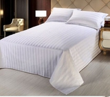 酒店宾馆床上用品批发全棉加密缎条床单桑拿会所床单床笠