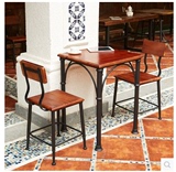 美式咖啡厅桌椅套件铁艺复古实木餐桌椅阳台户外酒吧桌椅休闲组合