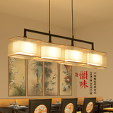 新中式餐厅吊灯 LED铁艺吊灯仿古现代长方形客厅灯具创意吧台灯饰