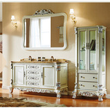 欧式浴室柜实木卫浴柜橡木落地美式简欧式仿古浴室柜组合洗手盆柜