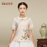 唐装女装夏装中国风中式茶服民族风短袖棉麻日常汉服改良旗袍上衣