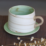 高档创意简约马克杯个性复古咖啡杯套装带盖勺碟情侣杯子定制礼物