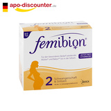 德国Femibion孕妇叶酸2阶段维生素D3+DHA+400叶酸 2X60粒/盒