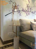 别墅客厅茶几落地灯 软装样板房台灯 设计师艺术造型卧室古铜色灯
