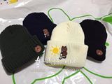 韩国代购 LINE FRIENDS 布朗熊 毛线帽子 针织帽 奶嘴帽 冬季潮款