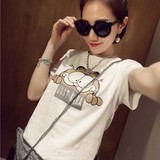 2016韩国夏装新款韩版女装大码宽松加菲猫半袖短袖T恤女半截袖女