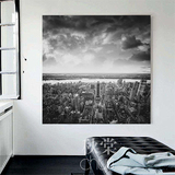 黑白美国纽约俯瞰 卧室客厅风景摄影欧美无框画装饰画壁挂画 简约