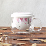 星巴克樱花季贵妇下午茶限定玻璃杯陶瓷茶杯带杯盖茶漏可爱萌杯