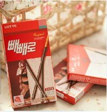 韩国原装进口食品乐天巧克力棒 红巧克力棒威化饼干47g 休闲零食
