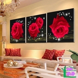 浪漫红玫瑰 客厅装饰画现代无框画餐厅壁画 卧室婚房板花卉画