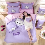 HelloKitty全棉卡通四件套韩式床裙纯棉刺绣儿童KT猫床上用品