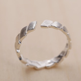2016新款925纯银四边形联排开口女尾戒小指银饰品欧美未镶嵌戒指