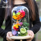 巨型永生花礼盒保鲜玫瑰玻璃罩情人节送女友生日礼物北京上海深圳