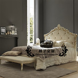 意大利新古典软体床实木雕花金银箔软包床别墅样板房全套家具定做