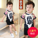 大牌定制面料亲子装一家三口家庭装 韩版儿童中小童个性短袖T恤