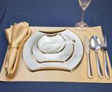 欧式西餐盘子牛排餐具餐盘酒店陶瓷摆台套装软装饰品不规则银边