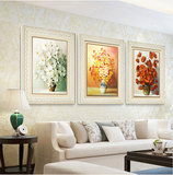富贵花现代欧式沙发背景墙有框三联画卧室壁画玄关挂画客厅装饰画