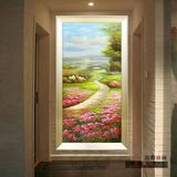 玄关装饰画竖版欧式风景田园美式挂画走廊过道墙画壁画手绘油画
