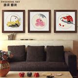 谁家  拾趣 中式国画字画挂画壁画墙画 现代简约餐厅客厅装饰画