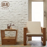 橙舍 创意原竹布艺单人沙发可拆洗椅垫时尚日式简约休闲沙发椅子