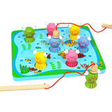 儿童钓鱼玩具木制磁性亲子男女孩益智积木宝宝早教1-2周岁3D钓鱼