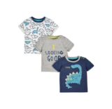 【现货】英国代购mothercare 2016新款男宝恐龙图案短袖T恤三件装