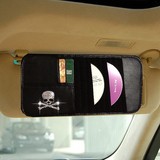 汽车用品 MMJ遮阳板CD夹 车载CD袋收纳 镶钻骷髅头眼镜票据夹卡片