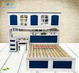 儿童衣柜床实木组合床儿童床带书桌多功能书柜床全实木
