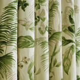森景 高档美式乡村风窗帘客厅卧室环保棉麻布绿色植物半遮光窗帘