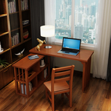 360度可旋转现代简约实木书桌书架组合 中式转角电脑办公桌写字台