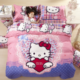 纯棉卡通kitty儿童1.2米床上三件套全棉床笠被套1.8m1.5四件套女3