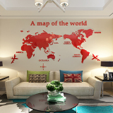 贴画世界地图 创意3d亚克力立体墙贴客厅办公室沙发墙壁墙纸装饰