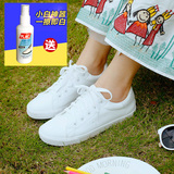 夏季运动休闲PU皮透气百搭韩版学生白色小白鞋子平底板单帆布鞋女