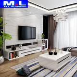米拉新款客厅成套家具 现代简约白色烤漆伸缩电视柜茶几组合地柜