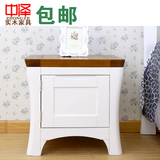 中泽欧式灯桌小角柜水曲柳白色收纳柜木质边柜全实木床头柜特价