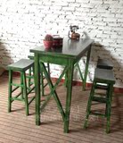 美式简约实木吧台桌做旧复古家用小吧台长方形实木餐桌椅组合特价