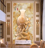 无缝大型壁画玉雕立体装饰画花瓶玄关过道壁画高清壁纸背景墙