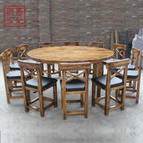 定制实木餐厅火锅餐桌椅组合农家乐快餐厅桌椅实木八仙桌圆桌餐椅