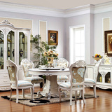 欧式餐桌 大理石餐桌椅 组合全实木圆桌户型饭桌一桌6椅整装