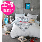 韩式全棉床上用品四件套1.5/1.8/2.0m纯棉欧美风被套简约夏季床单