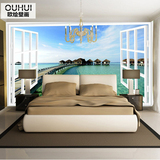 欧式大型3d立体壁画 客厅沙发背景墙纸 电视风景壁纸 地中海墙布