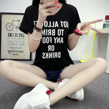 韩国夏装短袖t恤女半袖学生bf风宽松简约字母半截袖韩版棉质体恤