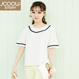 韩国夏季纯色韩版半袖女学生纯棉短袖t恤女宽松白色中袖体恤上衣