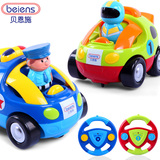 贝恩施儿童益智遥控车 音乐无线汽车警车赛车 耐摔卡通遥控车玩具